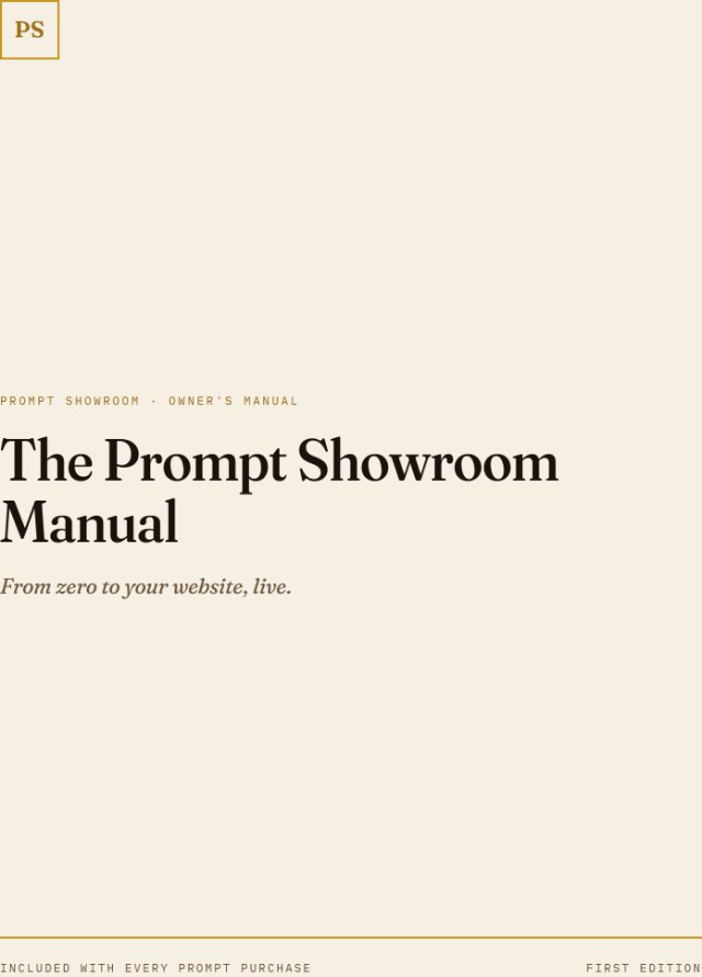 A page from the Prompt Showroom Manual, the illustrated PDF field guide included with every prompt.